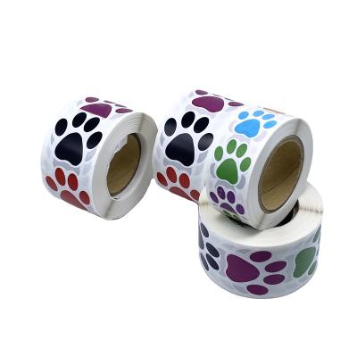 China 500pcs Mixed Color Waterproof Waterproof Paw Pet Packaging Cute Animal Label Sticker for sale