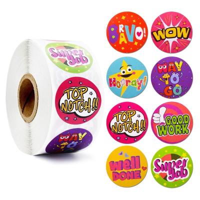 China Waterproof High Quality Colorful Round Cute Animals Paper Vinyl Kids Reward Sticker Rolls for sale