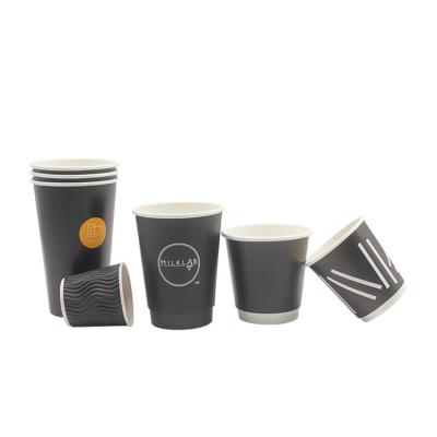 China 2021 Disposable New Double Wall Paper Takeout Coffee Cup Custom Printed Disposable Coffee Paper Cup With Lids for sale