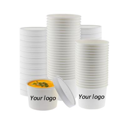 China Customized Custom Printed White Black Fast Food Cup Disposable Kraft Paper Food Storage Dessert Container To Go Cups for sale