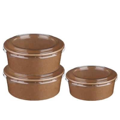 China Disposable Custom Printing Kraft Paper Disposable Salad Bowl for sale