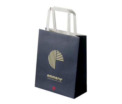 China Recyclable Recycled Material Recyclable Paper Cake Bags With Handle Flat Paper Bag Bakery Shopping Bags for sale