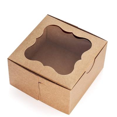 China Disposable Custom Brown Bakery Box With Window White Cardboard Eco - Friendly Paper Gift Packaging Boxes For Pastry Cookies And Cake for sale