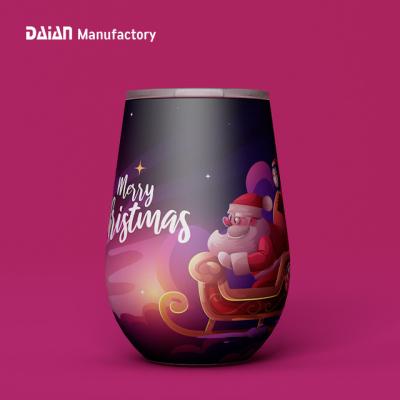 China Viable Custom Logo Double Wall Insulated Vacuum Christmas Gift Stainless Steel Wine Tumbler for sale