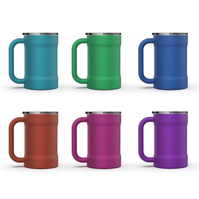 China Double Wall Logo Stainless Steel Coffee Travel Disposable Custom Mug Cup Beer Mugs With Handle for sale