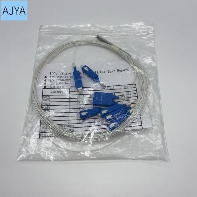 China FTTH 1X8 PLC SC/UPC SM 0.9mm PVC G657A1 1m FTTH PVC Fiber Optic Splitter for sale