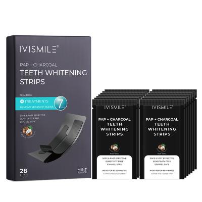 China Home Hotel Office CE Approved Non Peroxide Activated Charcoal IVISMILE Teeth Whitening Strips Private Label for sale