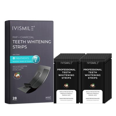 China For Home Use Best Seller IVISMILE Peroxide Non PAP Charcoal Black Teeth Whitening Strips Home Use for sale