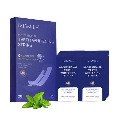 China For IVISMILE Commercial Portable Vegan Friendly Non-slip 28pcs Peroxide Free Dental Strips For Teeth Whitening for sale