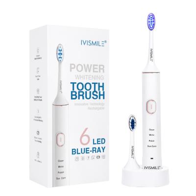 China Twice A Day Wholesale 6 High Quality Advanced Cold Blue Led Sonic Ultrasonic Smart Electric Toothbrush Lightweight for sale