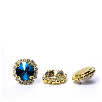 China Handmade Glass Stone Rhinestone Crystal Stone With Gold Cup Chain for sale