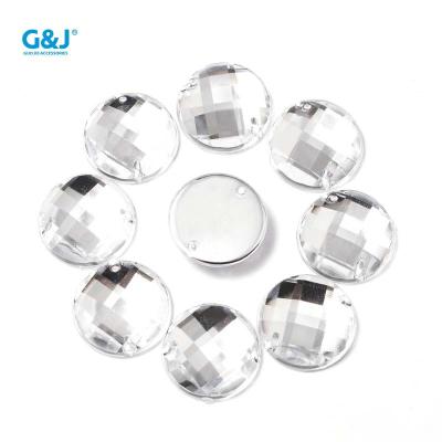 China Sewing Shinning and cheaper on two holes around clear acrylic rhinestone beads for dress for sale