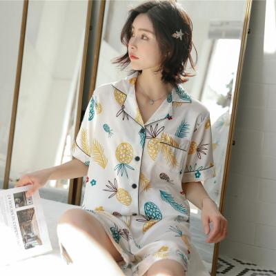 China Brand OEM Breathable Summer Custom Sleepwear 2 Pieces / Set Short Sleeve Satin Women Sleepwear for sale