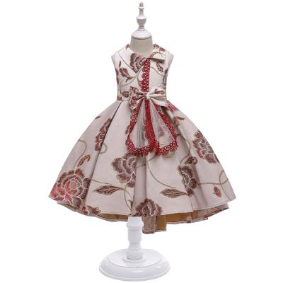 China Newest High Quality Anti-wrinkle Lace Swing Tail Princess Kids Ball Gowns Casual Girls Dresses With Bowknot for sale