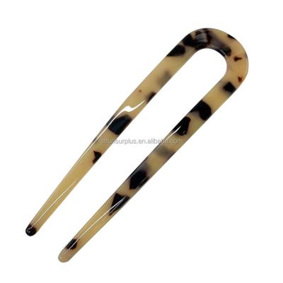 China Vintage Acetate Hair Sticks For Sale Girls Luxury Style Wholesale U Shape Hair Accessories Hot Acrylic Acetic Clip Women Hair Sticks for sale