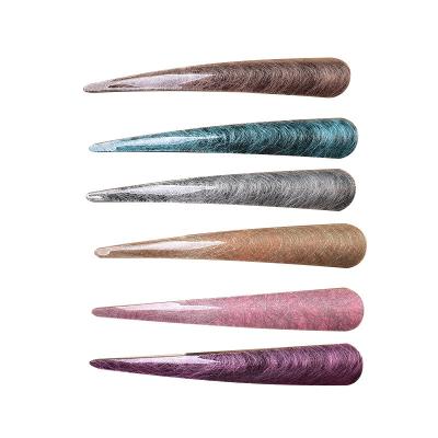 China Fashionable Marble Hairpins Hair Grips Shape Hair Clips Elegant Luxury Metal Big Pointed Marble Platypus Hair Grabs High Quality for sale