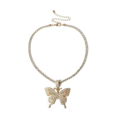 China Statement Necklace Diamond Rhinestone Necklace Jewelry For Designer Bling Rhinestone Cute Butterfly Necklace Dangle Women Girls for sale