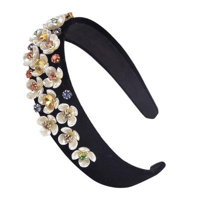 China Luxury Hair Bands Gift Hair Circles Hairbands Girls Party Rhinestone Bling Hairbands Flower Headbands Women Nice Large Baroque Headbands for sale