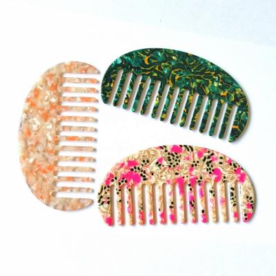 China New Design 2.5mm Acetate Hair Comb Travel Pocket Stylish Haircomb Travel Comb High Quality Anti-Static Colorful And Prop Hair Comb 65 for sale