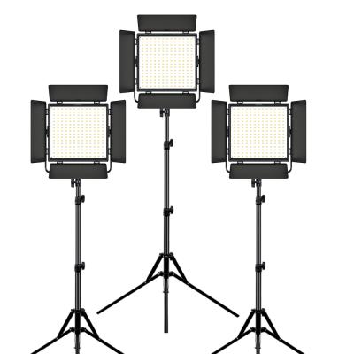 China Photography 3 Pack LED Video Camera Light Kit with Light Stand for Photography and Videography for sale