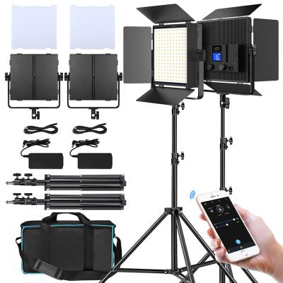 China 2 Packs Kit 60W Bi-Color Led Video Panel PORTABLE Flowing Light Professional Photography Lighting with 30m APP Control 416 LEDs for sale