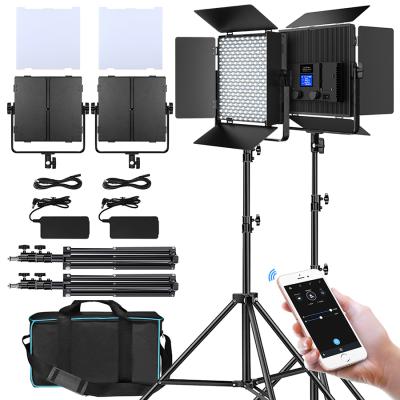 China 4 Light Effects 2 Pack Kit 50W Led Panel Photography Video Light Lighting With 30m App Control 624 LED 3200-7500K Ra96+ For YouTube Tik Tok for sale