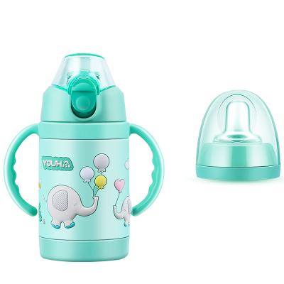 China BPA Free Two Covers Leak Proof Steel Insulated Vacuum Cup Light And Portable Baby Bottles for sale