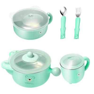 China YOUHA Baby Safe Baby Tableware Set Baby Feeding Dish Feeding Set Set Include Bowl Spoon and Fork Lid for sale