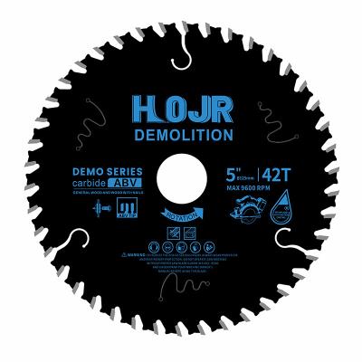 China For Cutting Wood With Nails Demolition TCT 125mmX42T Carbide Tilted Circular Saw Blade For Wood With Nails Diablo Disc Saw Blade for sale