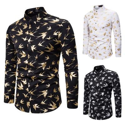 China 2021 Foreign Trade Men's Wholesale Trend Men's Slim Printing Casual Shirt Men's Long Sleeve Anti-pilling New for sale