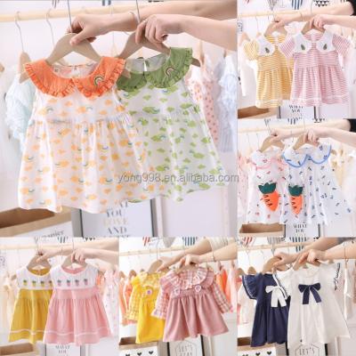 China Anti-wrinkle children's dress girl summer dress infant printing lovely soft cotton princess skirt for sale