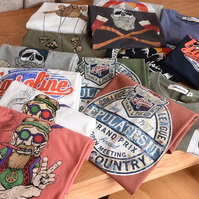 China Wholesale Size Cartoon Hot Drill High Quality Round Collar Anti-wrinkle Men's T-shirt Printing Loose Men's Cotton Short Sleeve Shirt for sale