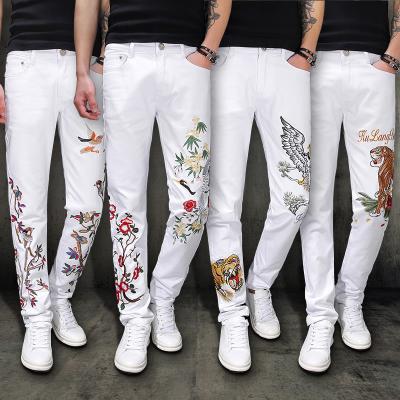 China New Europe Easy Street Shopping Hole Slim Men's Breathable Jeans Wholesale for sale