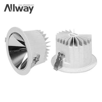 China Allway Modern High Power Aluminum Silver Recessed Ceiling Down Light Lamp Round Led Downlight for sale