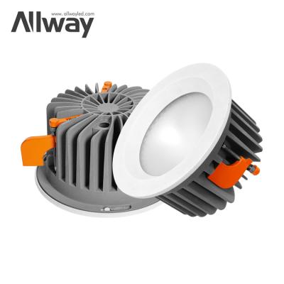 China Allway Modern High Lumen IP54 Die Casting Ceiling Light Recessed Aluminum Spot 55W Led Round Downlight for sale