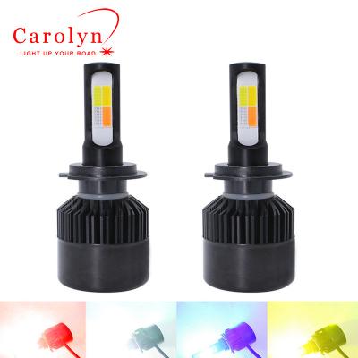 China Aluminum car led headlight H7 H3 H11 9005 super bright three-color hb3 9006 four-color and front fog turn signal bulb led headlight bulb h7 for sale