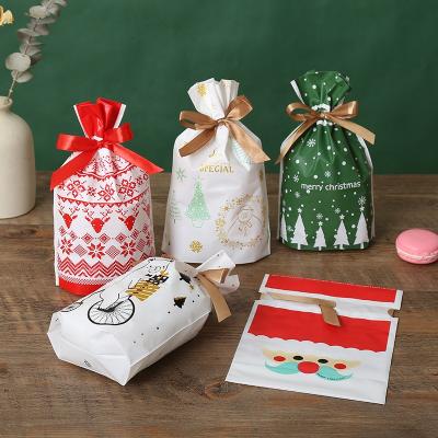 China Custom Logo Packaging Gift Bag Christmas Candy Moisture Proof Bag With Silk Handle for sale