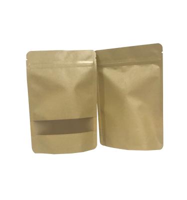 China Recyclable Custom Kraft Paper Plastic Bags Packaging Stand Up With Clear Window And Zipper for sale