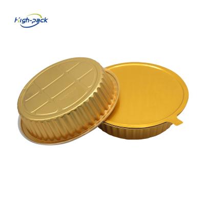 China Baking Gold Aluminum Disposable Catering Round Aluminum Foil Container Cup For Cake for sale