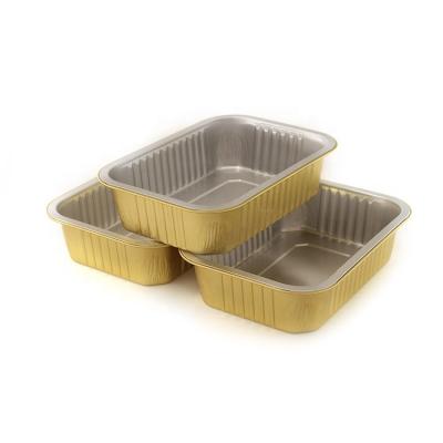 China Wholesale Disposable Cooking Takeaways Baking Tray Plate Colorful Aluminum Foil Food Containers for sale