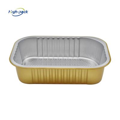 China Recyclable Golden Color 475ml Smooth-Wall Aluminum Foil Container for sale