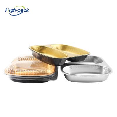 China Eco-Friendly Food Grade 29 oz. silver smoothwall 2 compartment entry/exit pan with dome lid. for sale