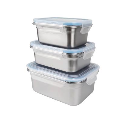 China New Viable Waterproof Food Grade Storage Boxes Sandwich Bento Lunch Box Stainless Steel Food Container With Lid for sale