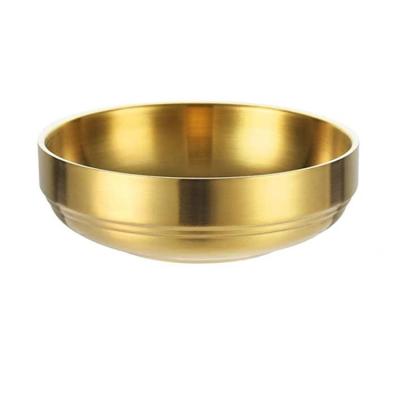 China Double Deck Stainless Steel Dish Viable Gold Round Condiment Tray Sushi Dipping Bowls for sale