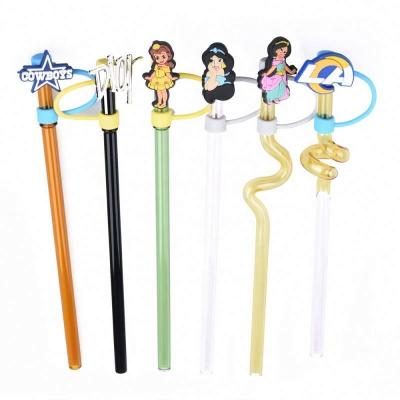 China Minimalist Cute Animal Metal Straws Reusable Tips Dust Toppers Covers Silicone Drinking Straw Cover for sale