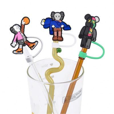 China Wholesale Reusable Minimalist Reusable Straw Silicone Cactus Cartoon PVC Straw Toppers For Promitional Gift for sale