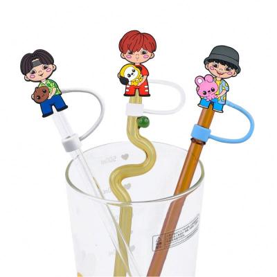 China Contemporary Custom Christmas Pencil Toppers Covers PVC Charms For Drinking Straw DIY Gift Promotional Decoration for sale