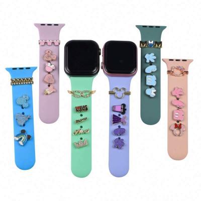 China 2022 New Hot Selling Alloy Multi Color Soft Silicon Gel Watch Band Charms For Apple Watch Series 1/2/3/4/5/6 for sale