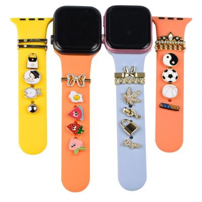 China Custom Hard Enamel Stainless Steel Band Charms For Apple Watch Band Watch Band Charms for sale