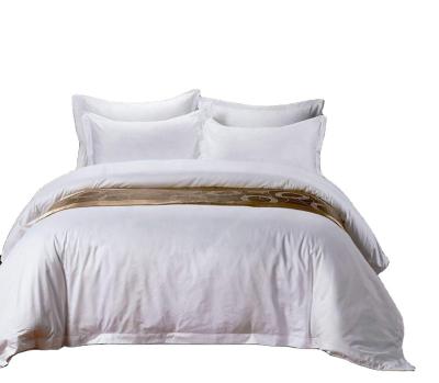 China Long Staple Cotton 100% Anti-Static White Sateen Fabric Used Hotel Bedding for sale